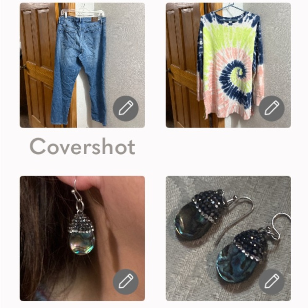 LEE 14M👖+Okd Navy tie-dye sweatshirt SzL+ Abalone✨dangle earrings 925 hooks